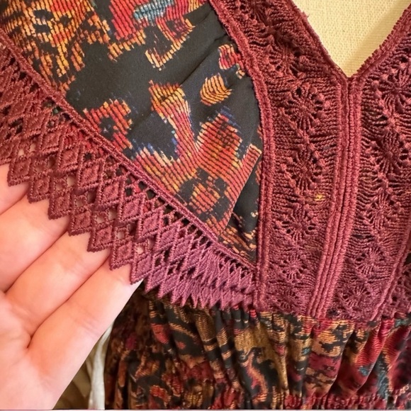 TAHARI ASL Print Lace Trim Tiered Midi Dress - Size 8 - Picture 3 of 16